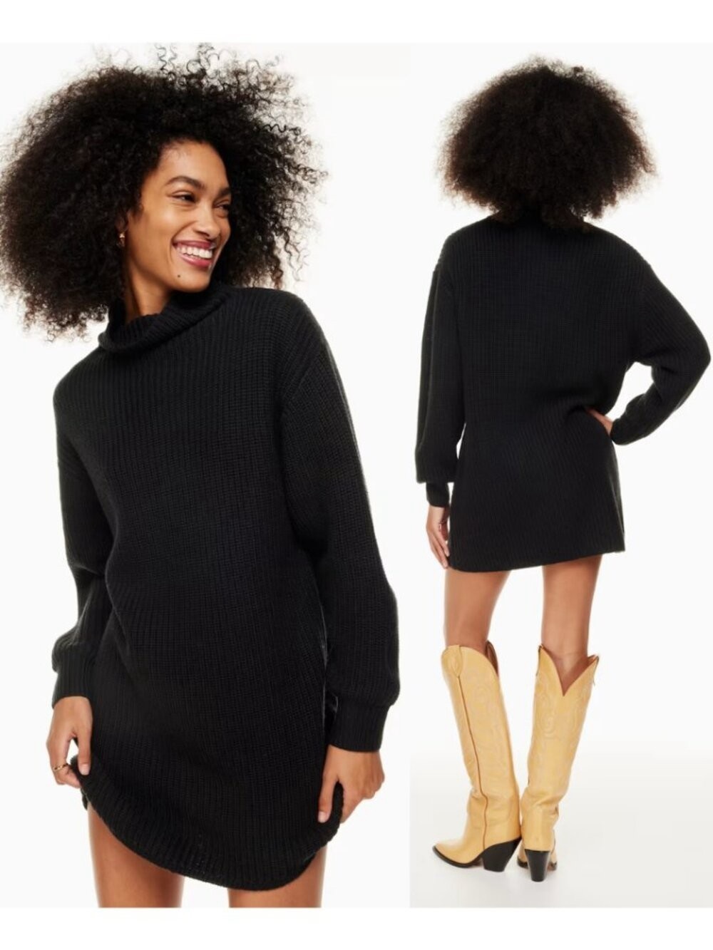 Wilfred | black merino wool | mock neck sweater dress | oversized